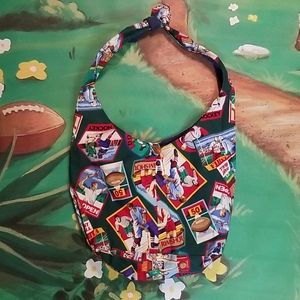 Hobo bag, sports themed purse. 8x10x5